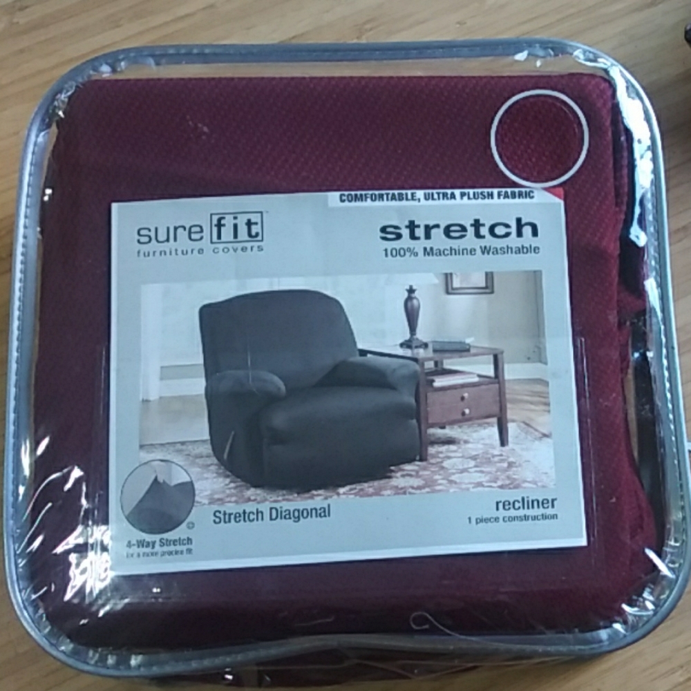 Recliner Chair Snug Fit Burgandy Cover